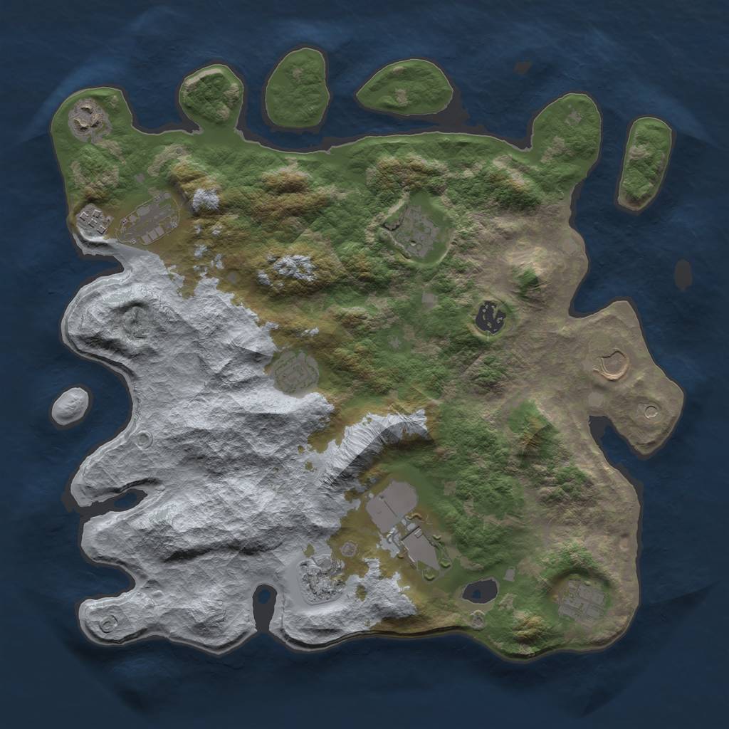 Rust Map: Barren, Size: 3700, Seed: 497324795, 13 Monuments