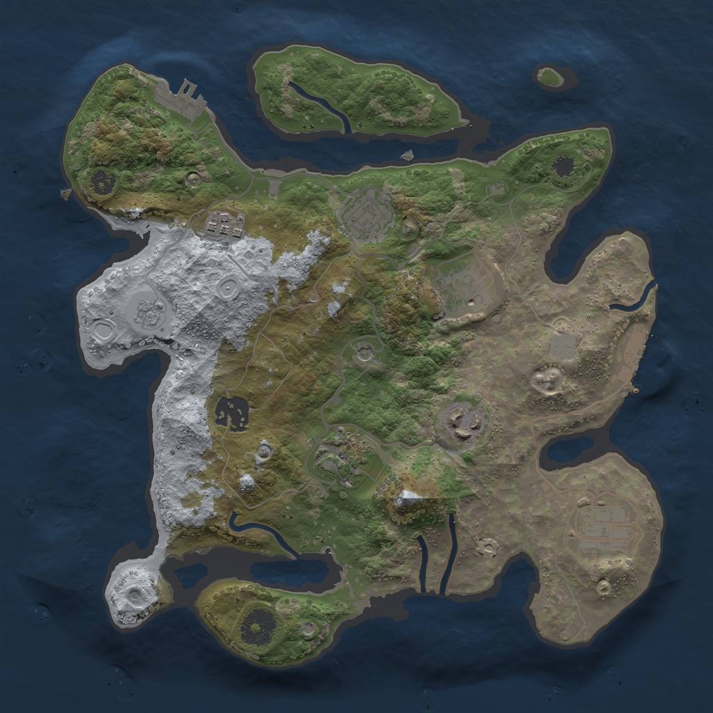 Rust Map: Procedural Map, Size: 3000, Seed: 50409798, 16 Monuments