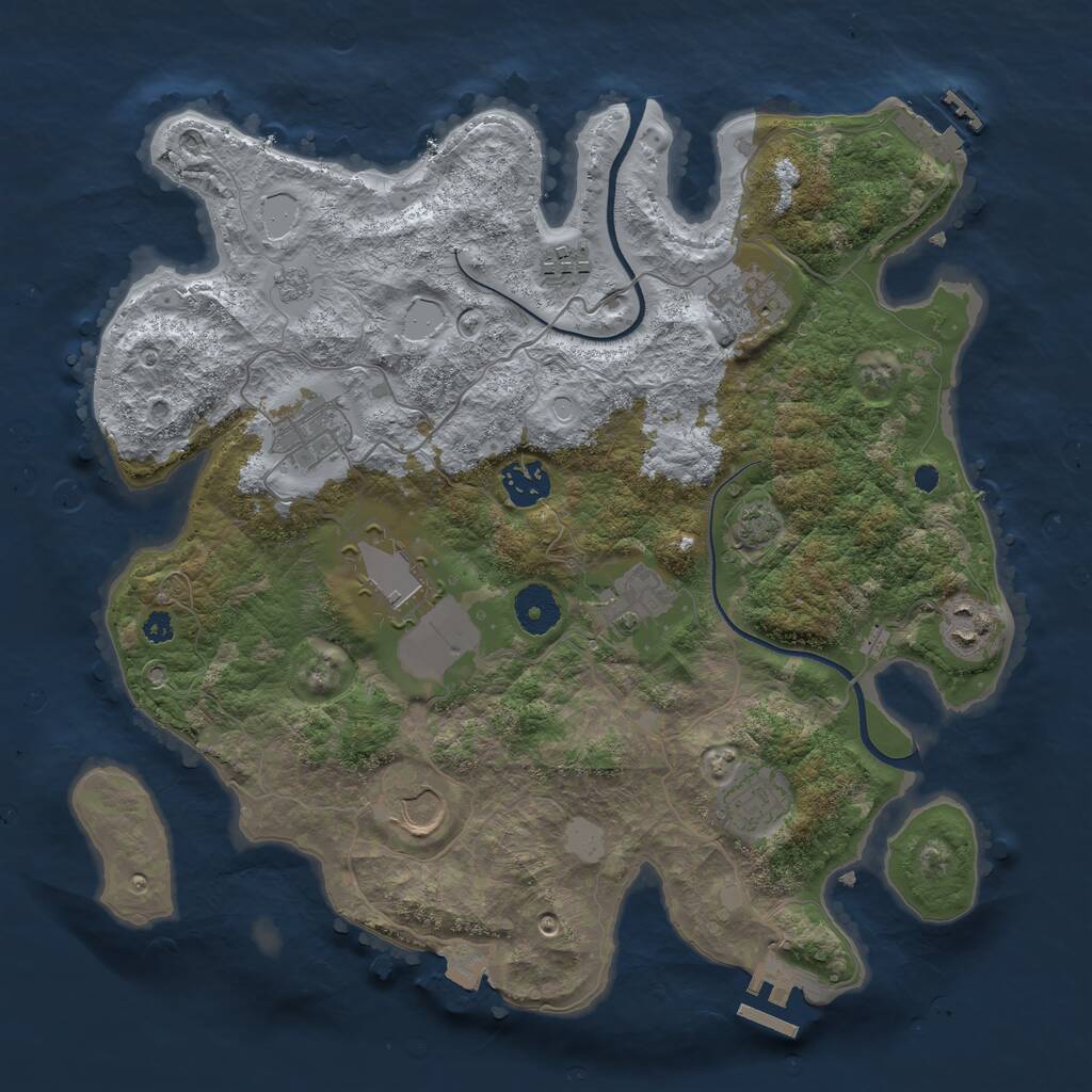 Rust Map: Procedural Map, Size: 3500, Seed: 130781659, 14 Monuments