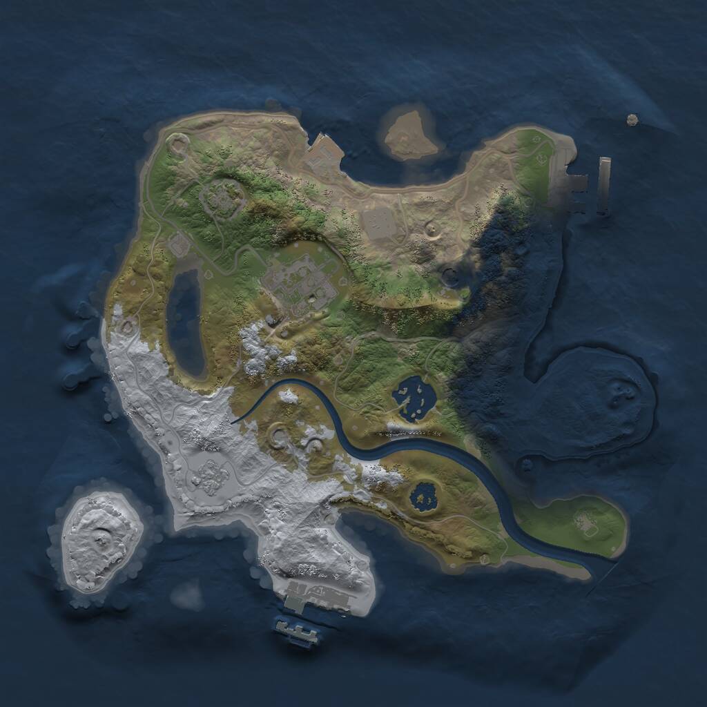 Rust Map: Procedural Map, Size: 2500, Seed: 1259379625, 8 Monuments