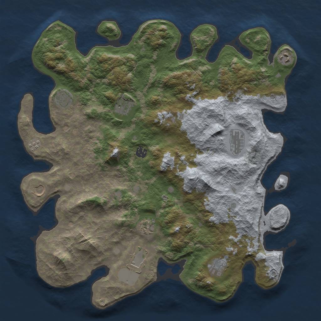 Rust Map: Barren, Size: 4250, Seed: 948098100, 13 Monuments