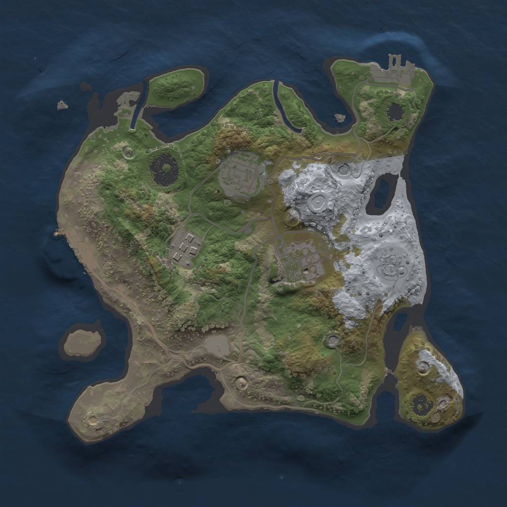 Rust Map: Procedural Map, Size: 2500, Seed: 1316726678, 12 Monuments