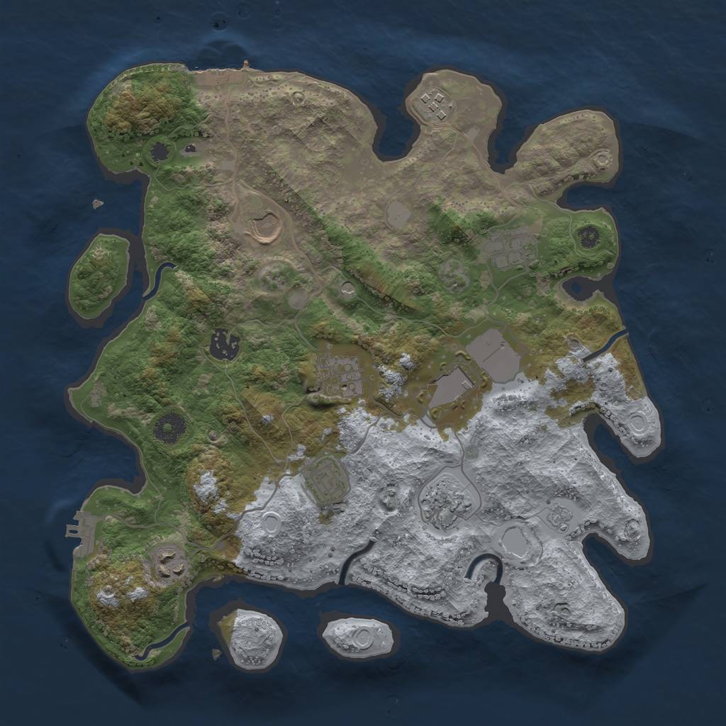 Rust Map: Procedural Map, Size: 3500, Seed: 1536140413, 16 Monuments