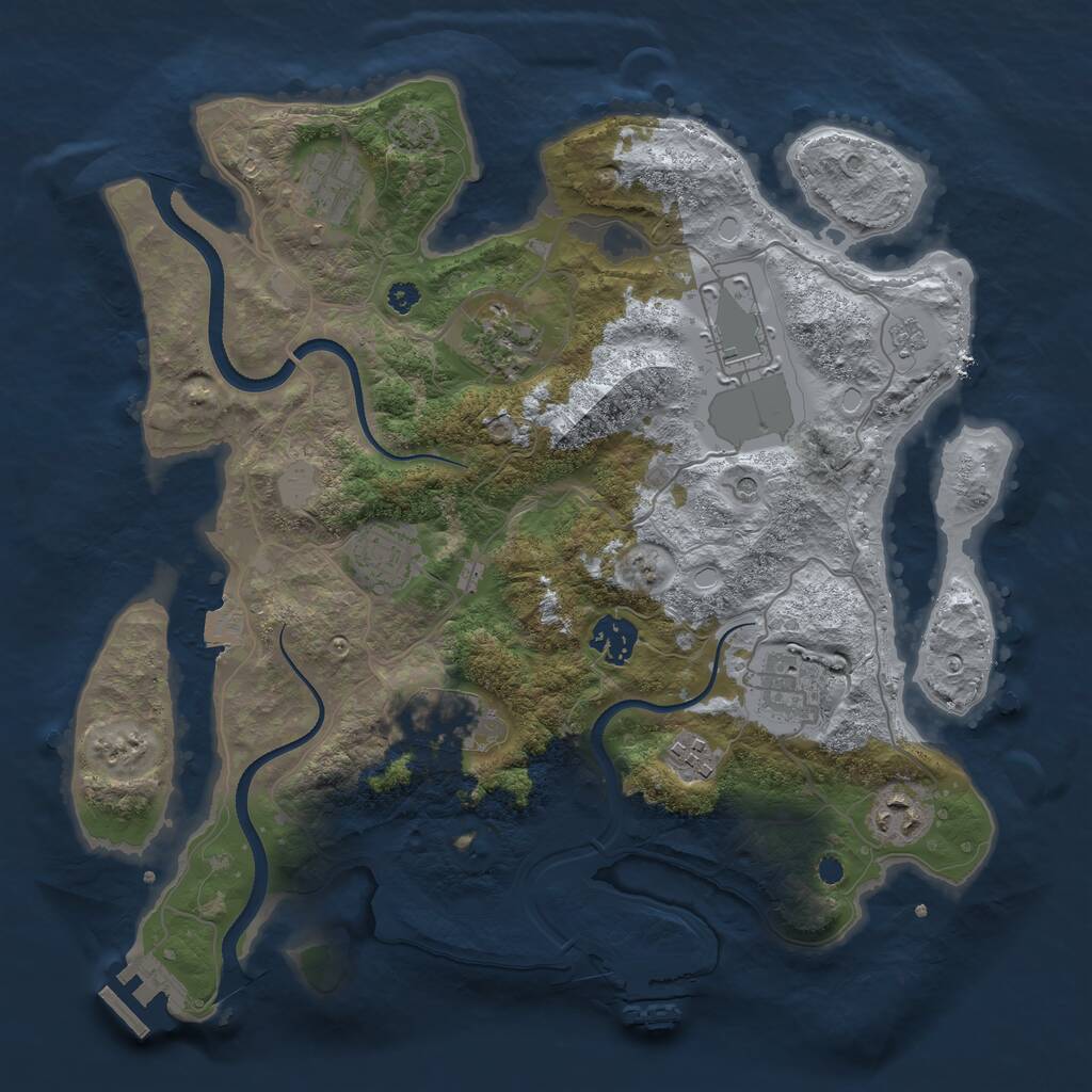 Rust Map: Procedural Map, Size: 3500, Seed: 24507, 15 Monuments