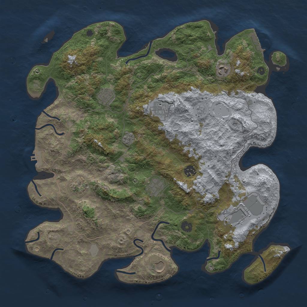 Rust Map: Procedural Map, Size: 4050, Seed: 1167237921, 16 Monuments