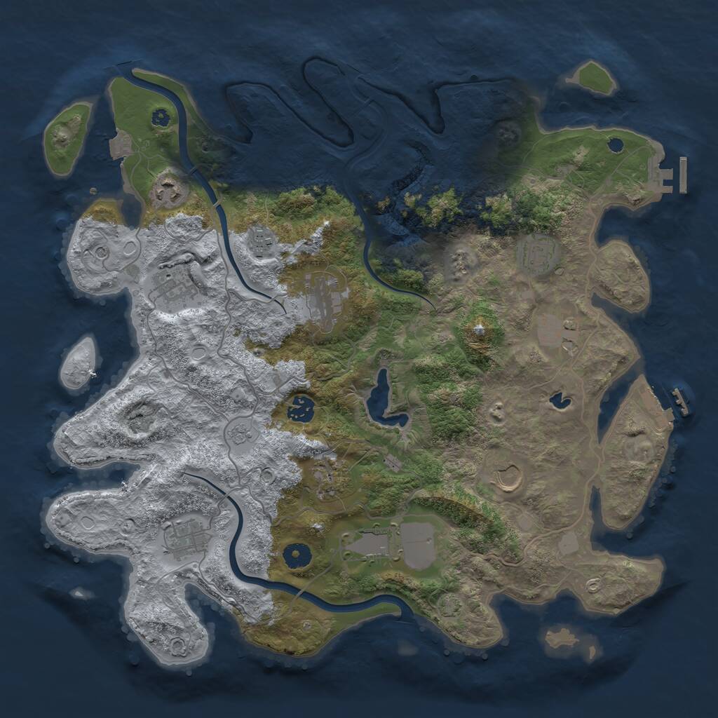 Rust Map: Procedural Map, Size: 4000, Seed: 2000001, 17 Monuments