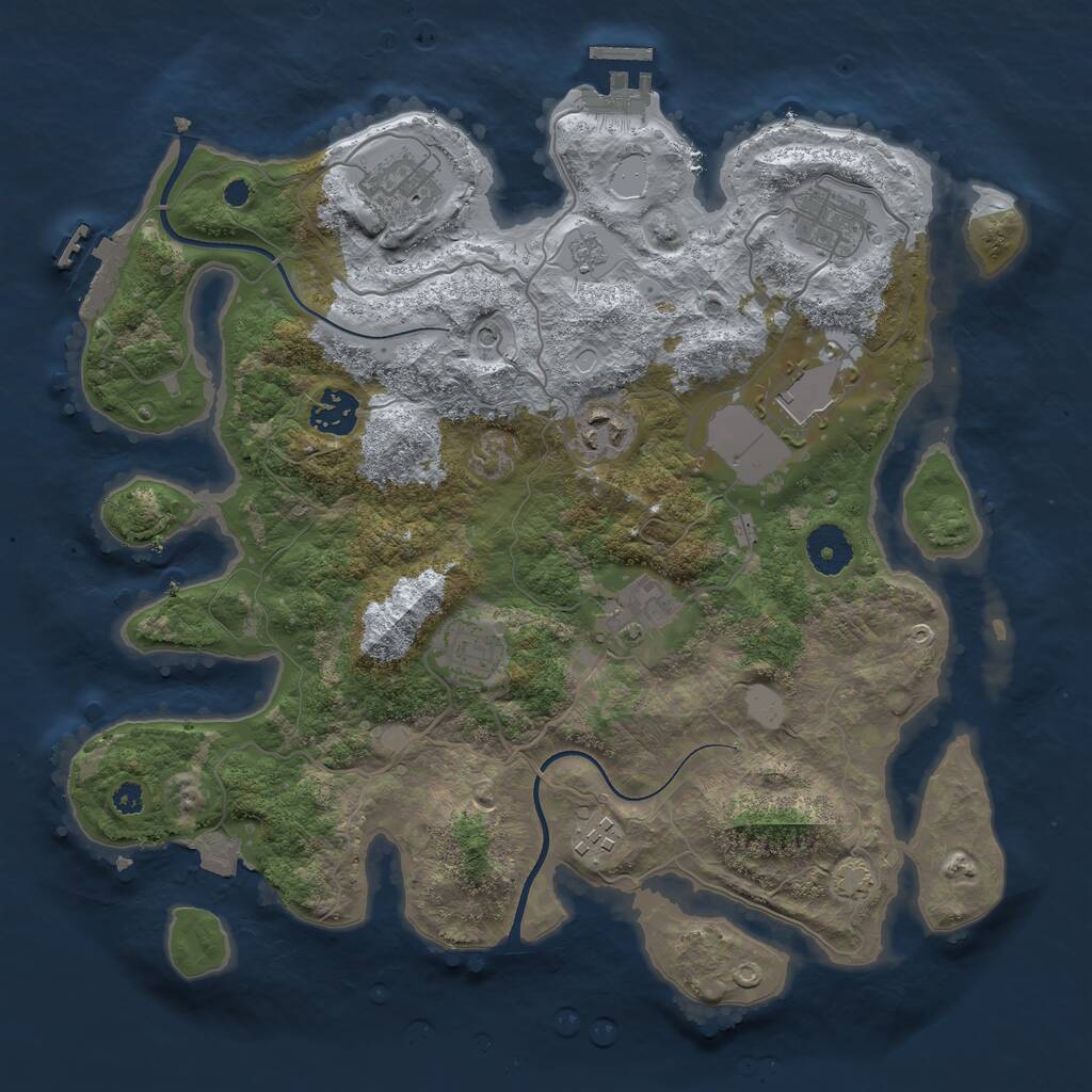 Rust Map: Procedural Map, Size: 3500, Seed: 4339831, 14 Monuments