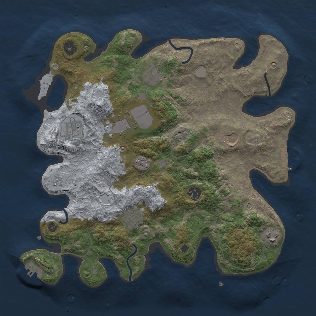 Rust Map: Procedural Map, Size: 3500, Seed: 325122, 17 Monuments