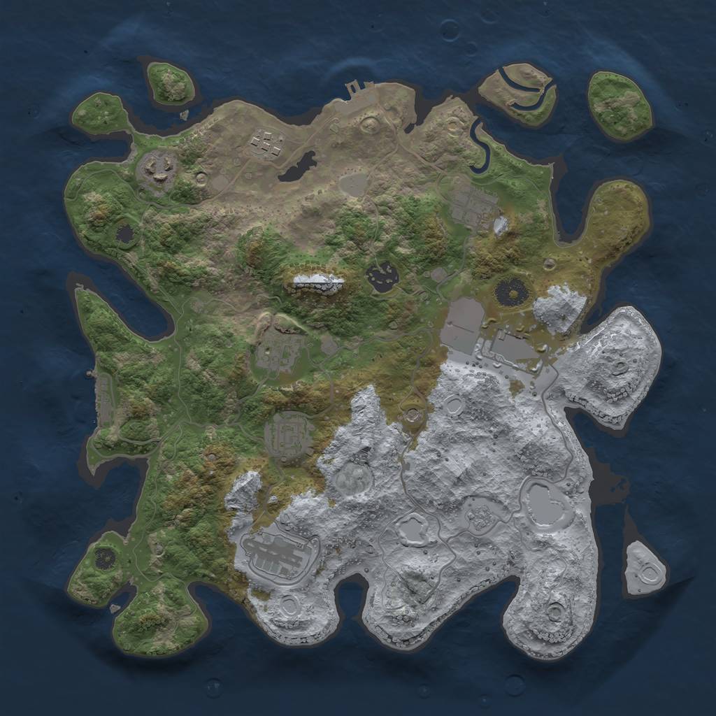 Rust Map: Procedural Map, Size: 3500, Seed: 89462704, 17 Monuments