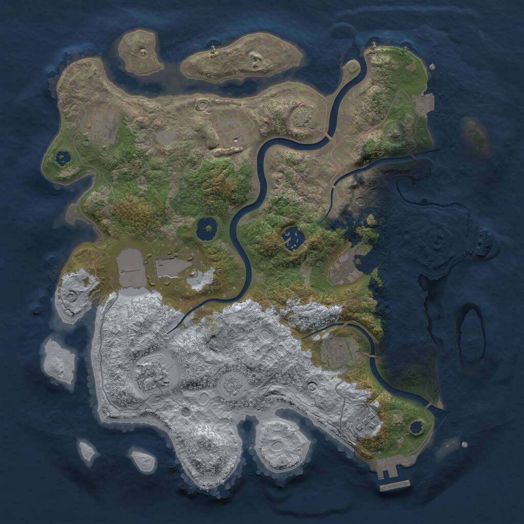 Rust Map: Procedural Map, Size: 3500, Seed: 59163165, 14 Monuments