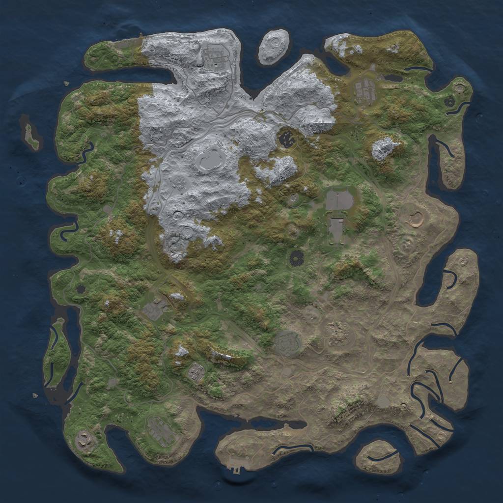Rust Map: Procedural Map, Size: 4800, Seed: 1188181597, 20 Monuments