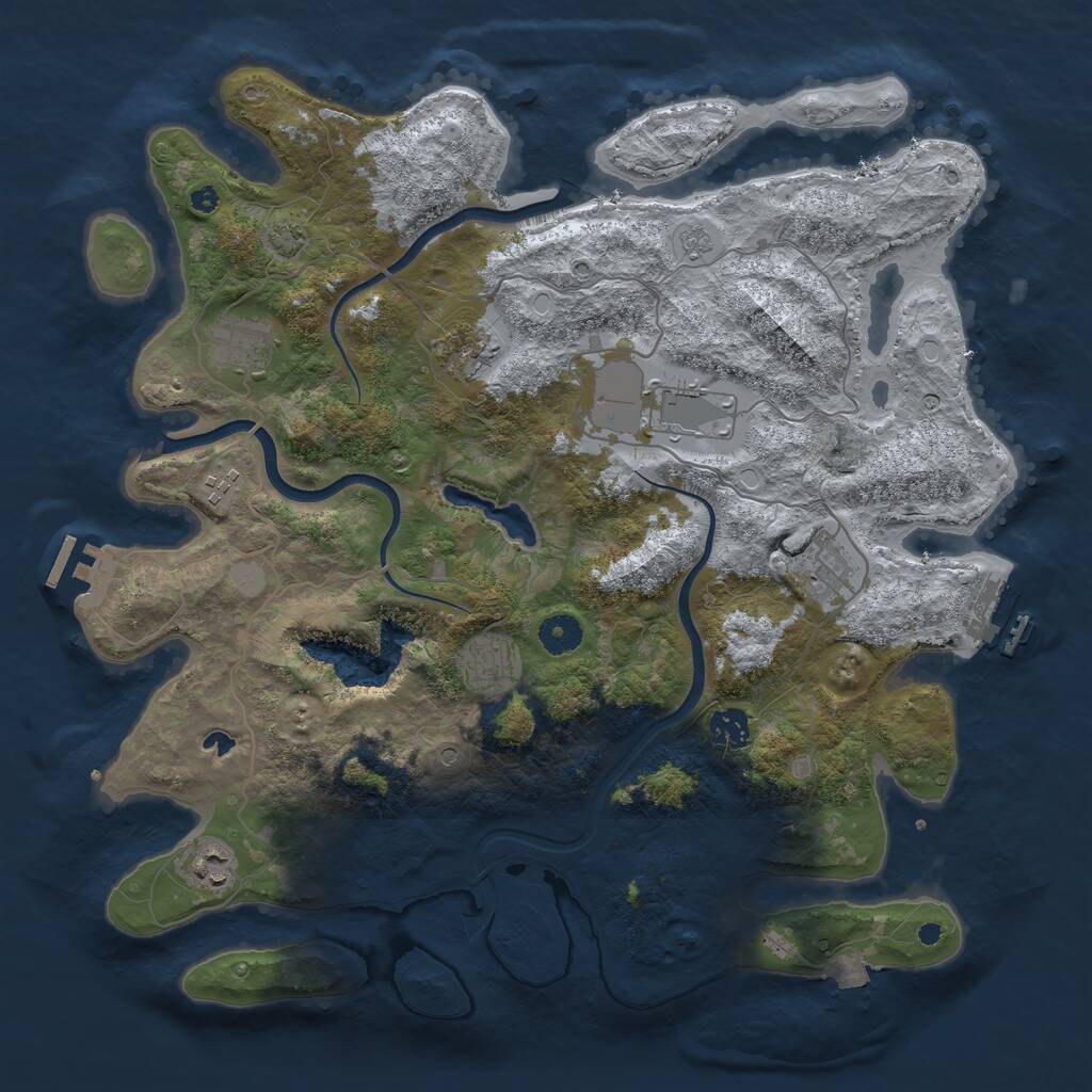 Rust Map: Procedural Map, Size: 4000, Seed: 1160399049, 14 Monuments