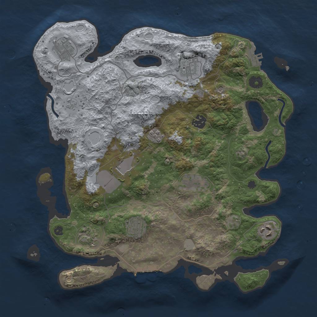 Rust Map: Procedural Map, Size: 3500, Seed: 97533138, 18 Monuments