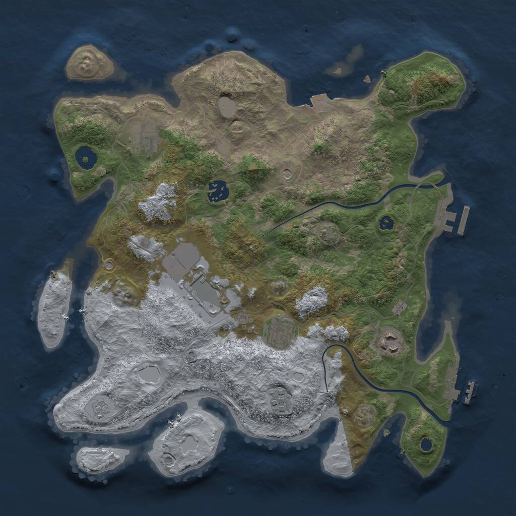 Rust Map: Procedural Map, Size: 3500, Seed: 43563772, 12 Monuments
