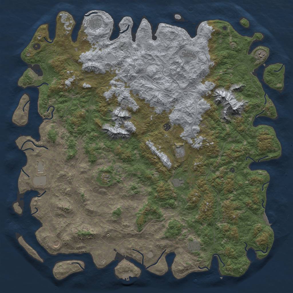 Rust Map: Procedural Map, Size: 6000, Seed: 66699, 20 Monuments