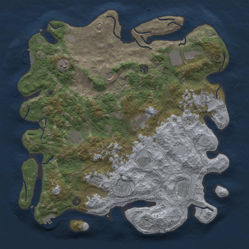 Rust Map: Procedural Map, Size: 4250, Seed: 537495625, 20 Monuments
