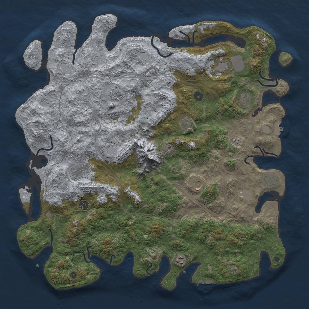 Rust Map: Procedural Map, Size: 5000, Seed: 1215901358, 20 Monuments