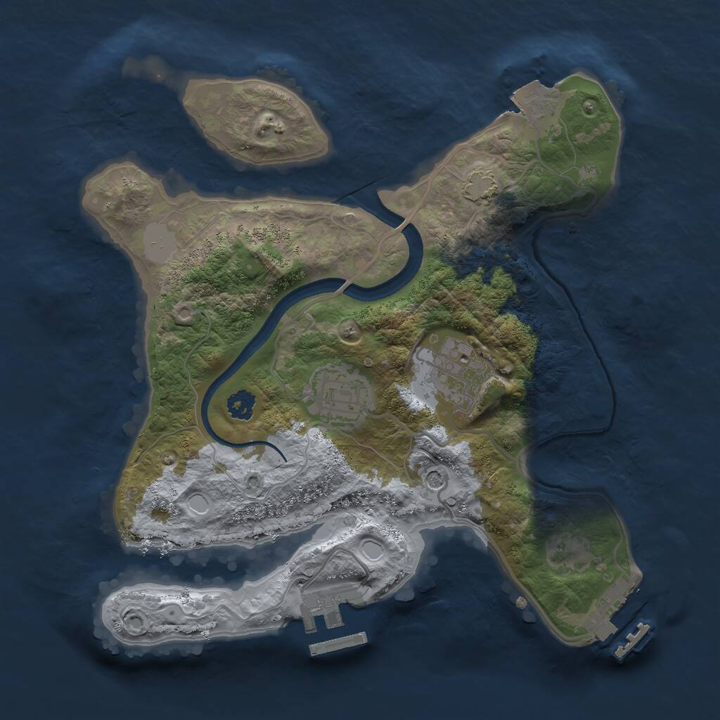 Rust Map: Procedural Map, Size: 2500, Seed: 245634576, 7 Monuments