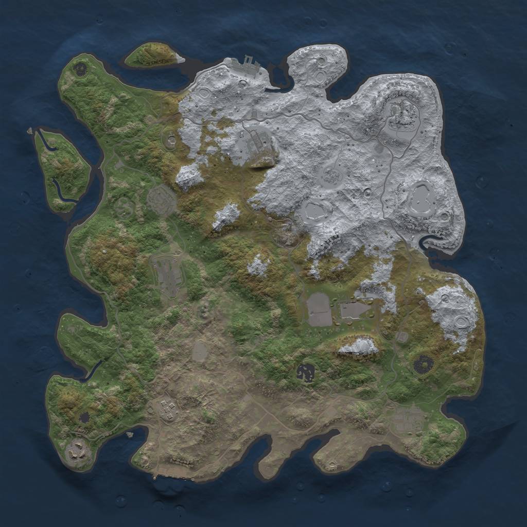 Rust Map: Procedural Map, Size: 4096, Seed: 123745387, 18 Monuments