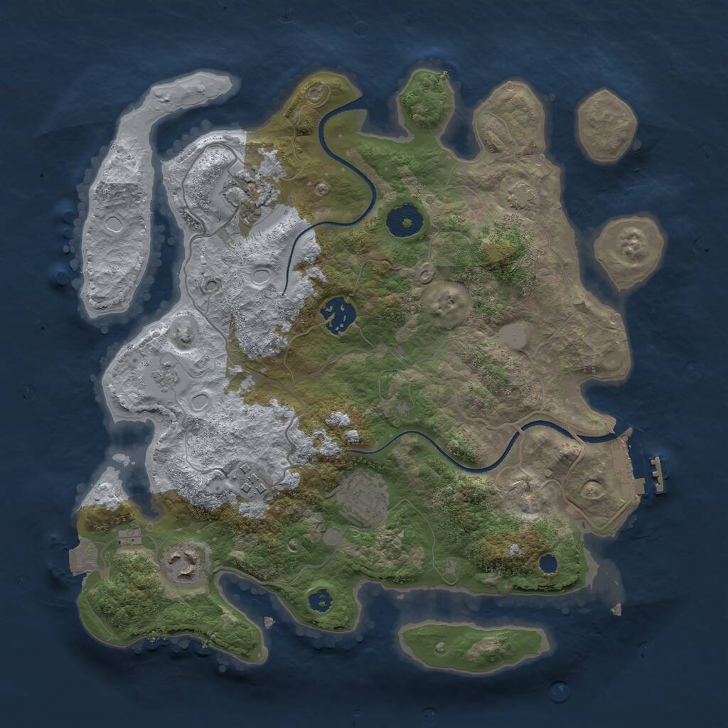 Rust Map: Procedural Map, Size: 3200, Seed: 169358574, 9 Monuments