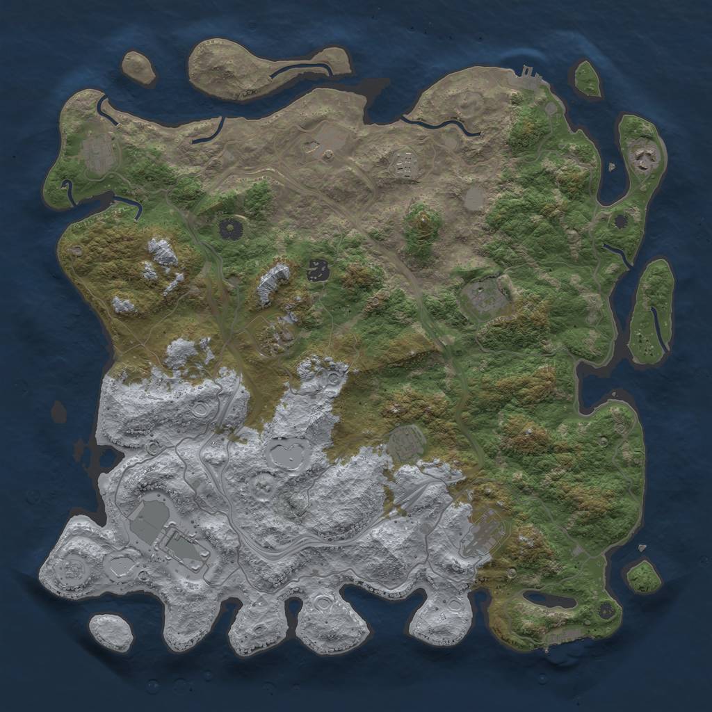 Rust Map: Procedural Map, Size: 4500, Seed: 1513400178, 19 Monuments