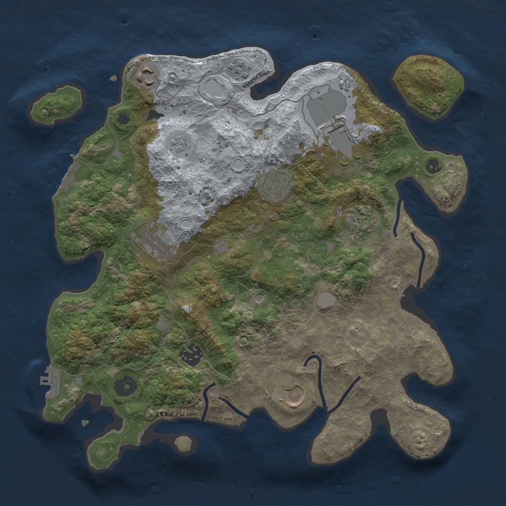 Rust Map: Procedural Map, Size: 3500, Seed: 1418773588, 17 Monuments