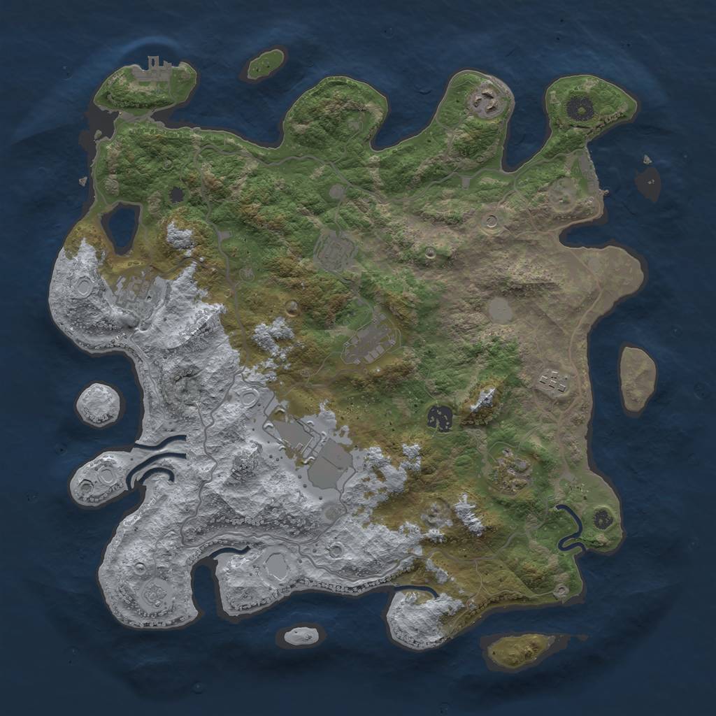 Rust Map: Procedural Map, Size: 4000, Seed: 15020, 17 Monuments