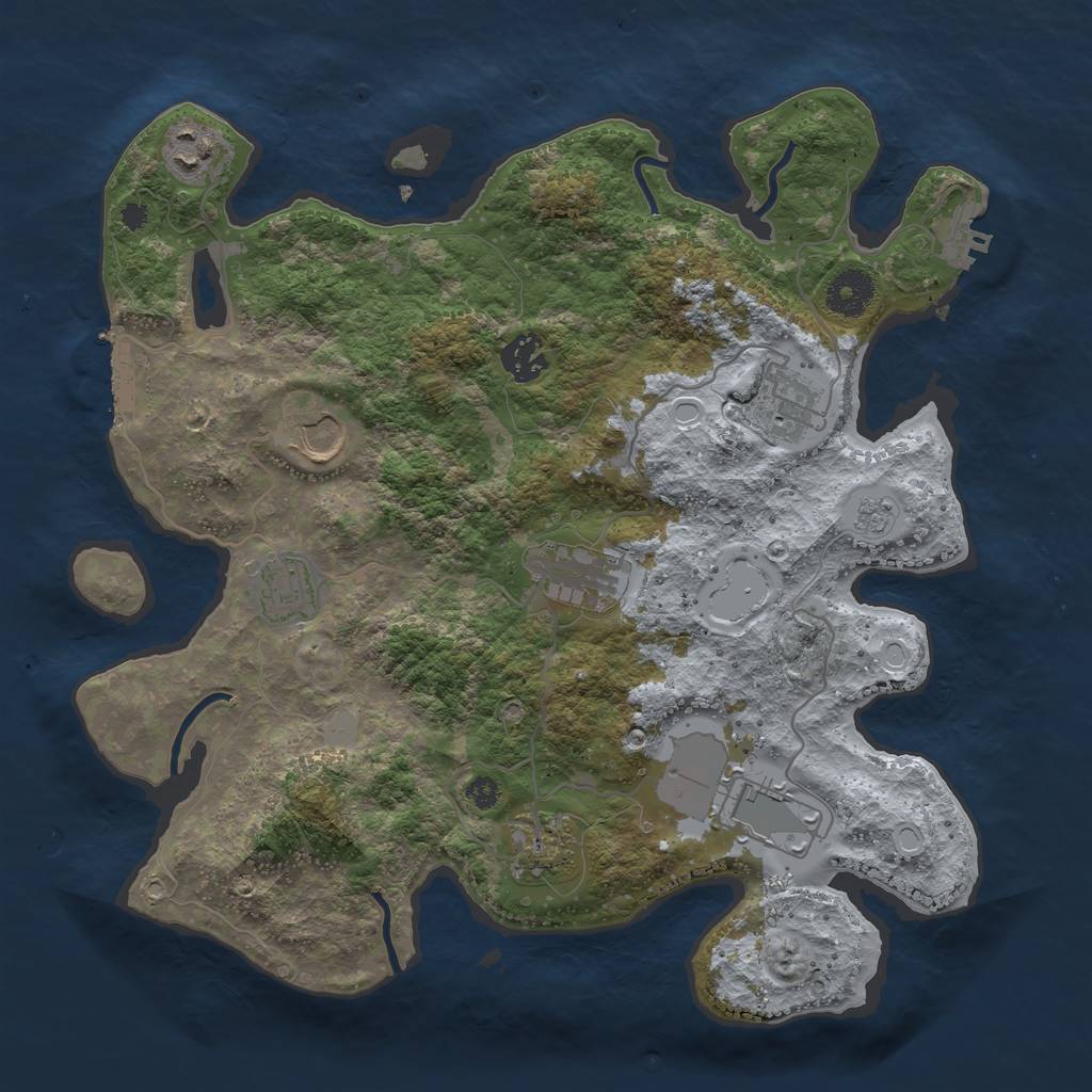 Rust Map: Procedural Map, Size: 3500, Seed: 4355181, 16 Monuments