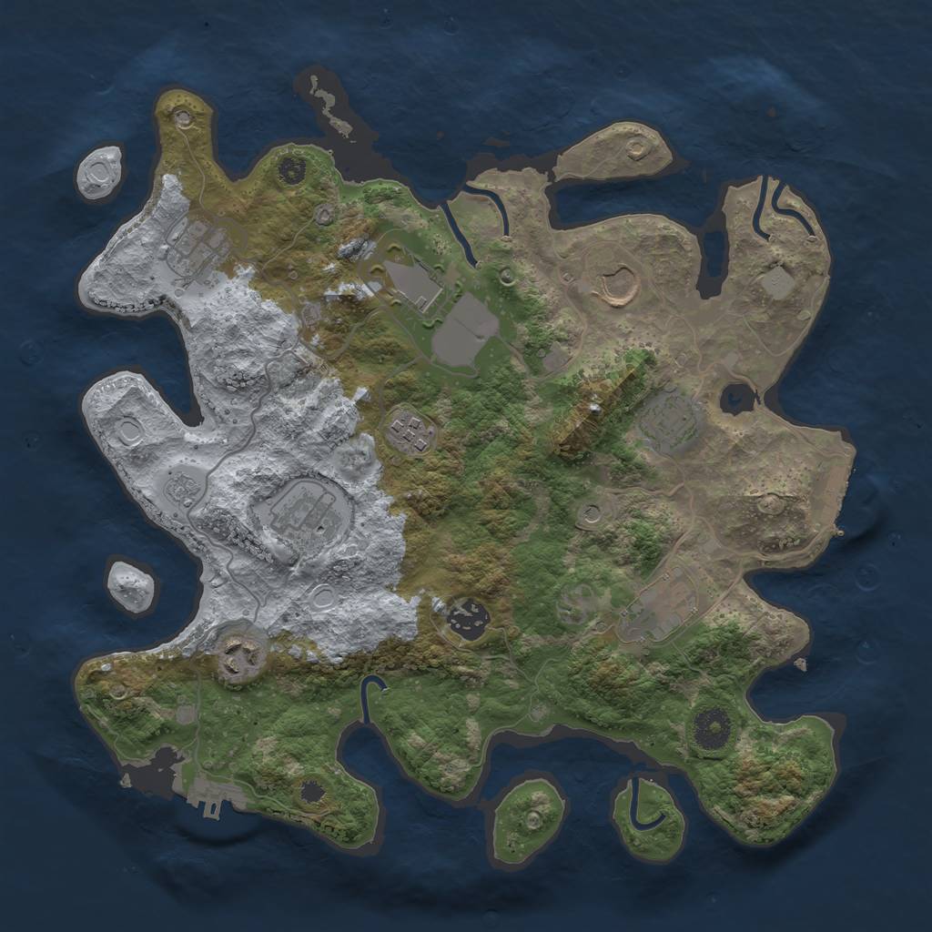 Rust Map: Procedural Map, Size: 3500, Seed: 675454, 18 Monuments