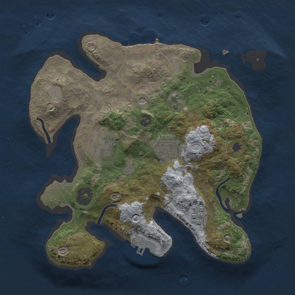 Rust Map: Procedural Map, Size: 2500, Seed: 1262873575, 9 Monuments