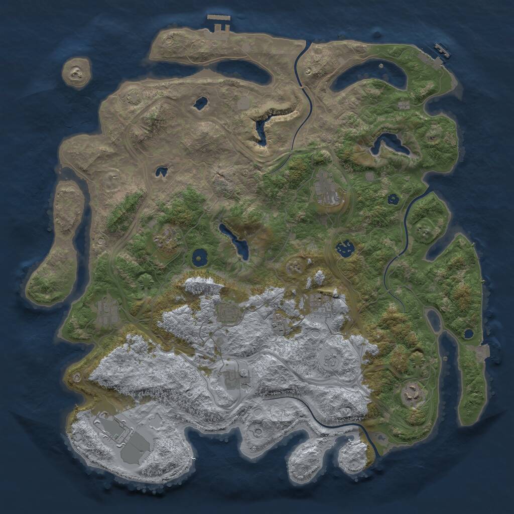 Rust Map: Procedural Map, Size: 4500, Seed: 120018713, 16 Monuments