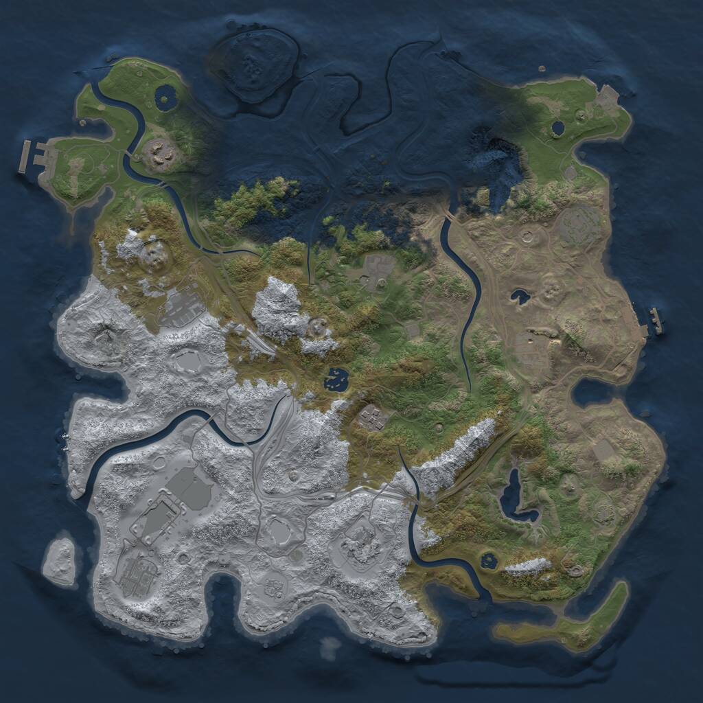 Rust Map: Procedural Map, Size: 4250, Seed: 410709839, 16 Monuments