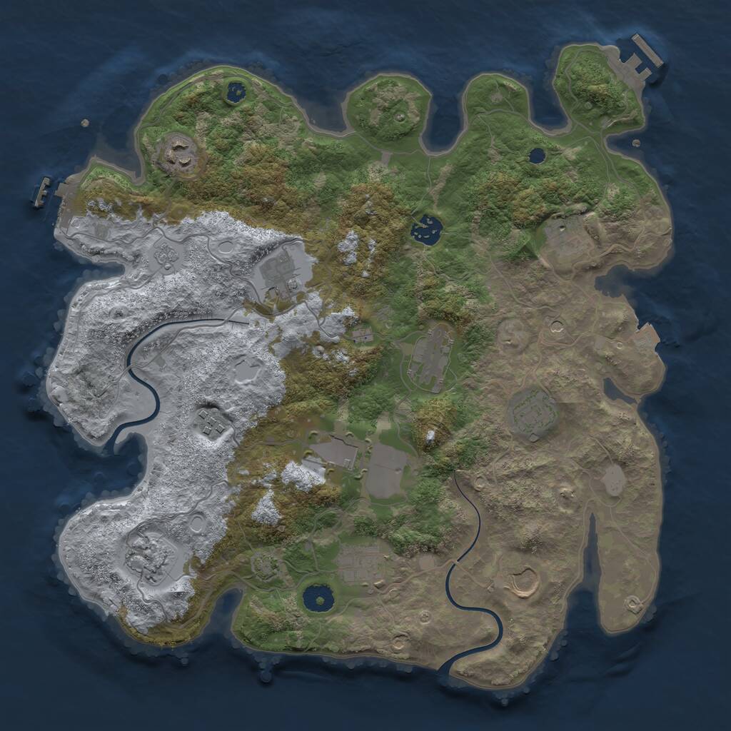 Rust Map: Procedural Map, Size: 3700, Seed: 1585481418, 17 Monuments