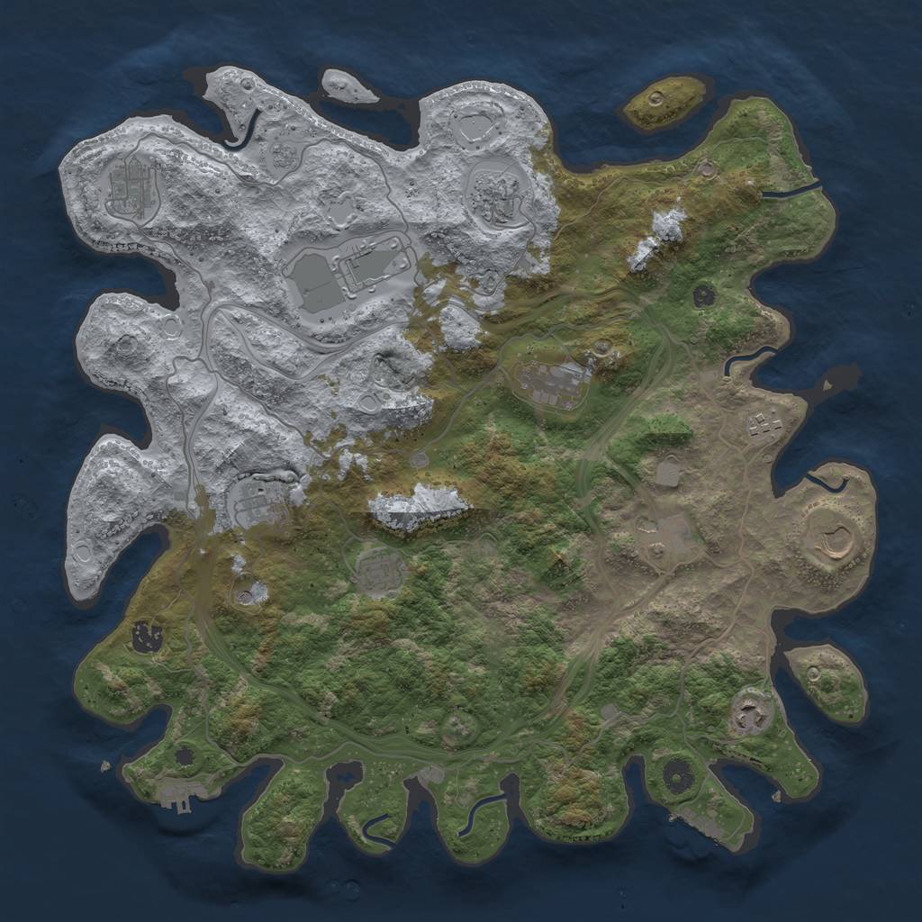 Rust Map: Procedural Map, Size: 4250, Seed: 1158535886, 18 Monuments