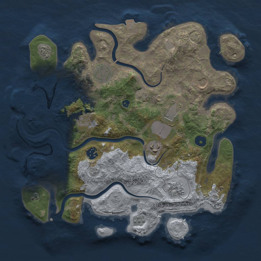 Rust Map: Procedural Map, Size: 3500, Seed: 2099999697, 13 Monuments