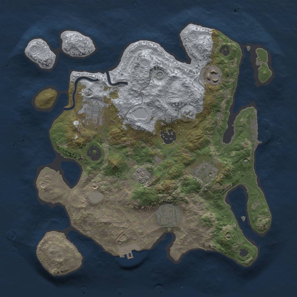 Rust Map: Procedural Map, Size: 3000, Seed: 157236130, 12 Monuments