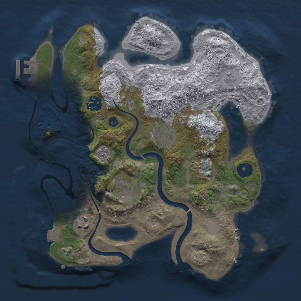 Rust Map: Procedural Map, Size: 3000, Seed: 1361685400, 11 Monuments