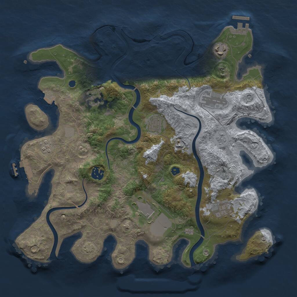 Rust Map: Procedural Map, Size: 3500, Seed: 1592795709, 14 Monuments