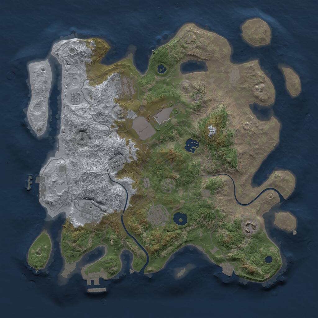 Rust Map: Procedural Map, Size: 3500, Seed: 1282077724, 12 Monuments