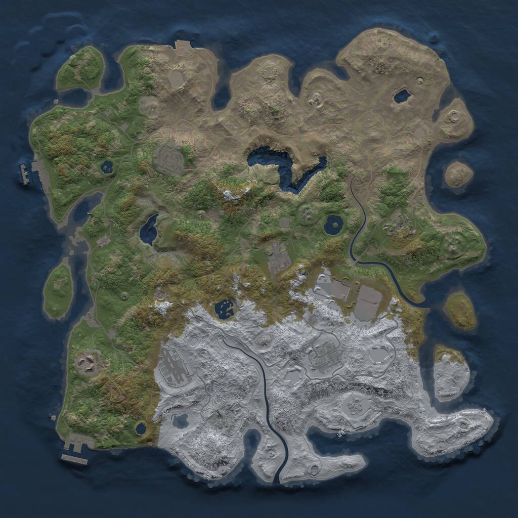 Rust Map: Procedural Map, Size: 4000, Seed: 44117852, 14 Monuments
