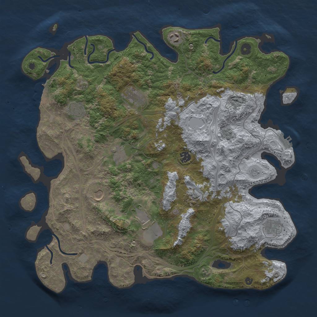 Rust Map: Procedural Map, Size: 4250, Seed: 788384004, 19 Monuments