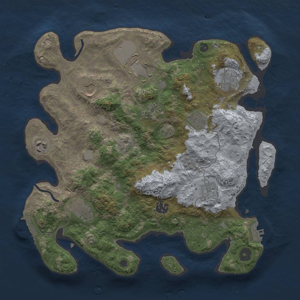 Rust Map: Procedural Map, Size: 3500, Seed: 146264, 18 Monuments