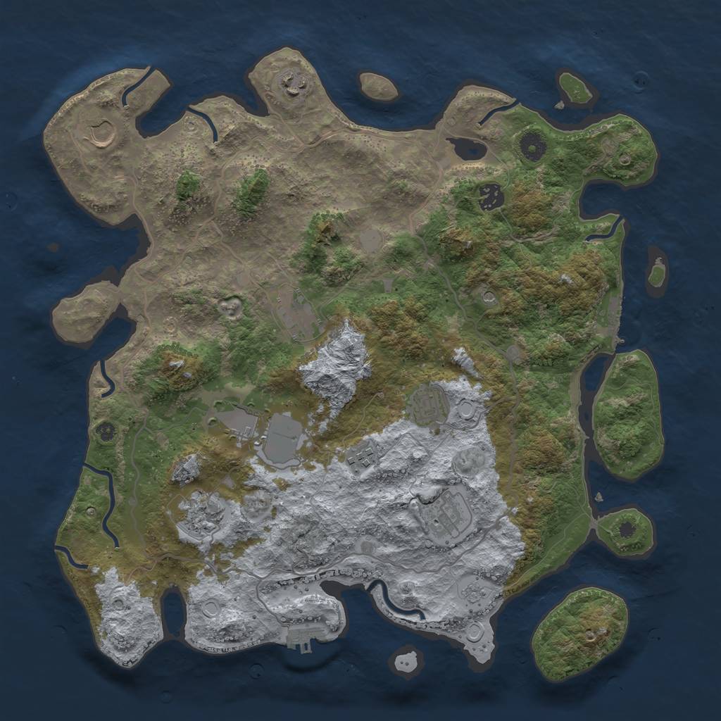 Rust Map: Procedural Map, Size: 4000, Seed: 1745680999, 18 Monuments