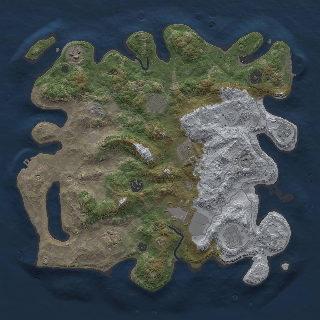 Rust Map: Procedural Map, Size: 3700, Seed: 1958715789, 17 Monuments