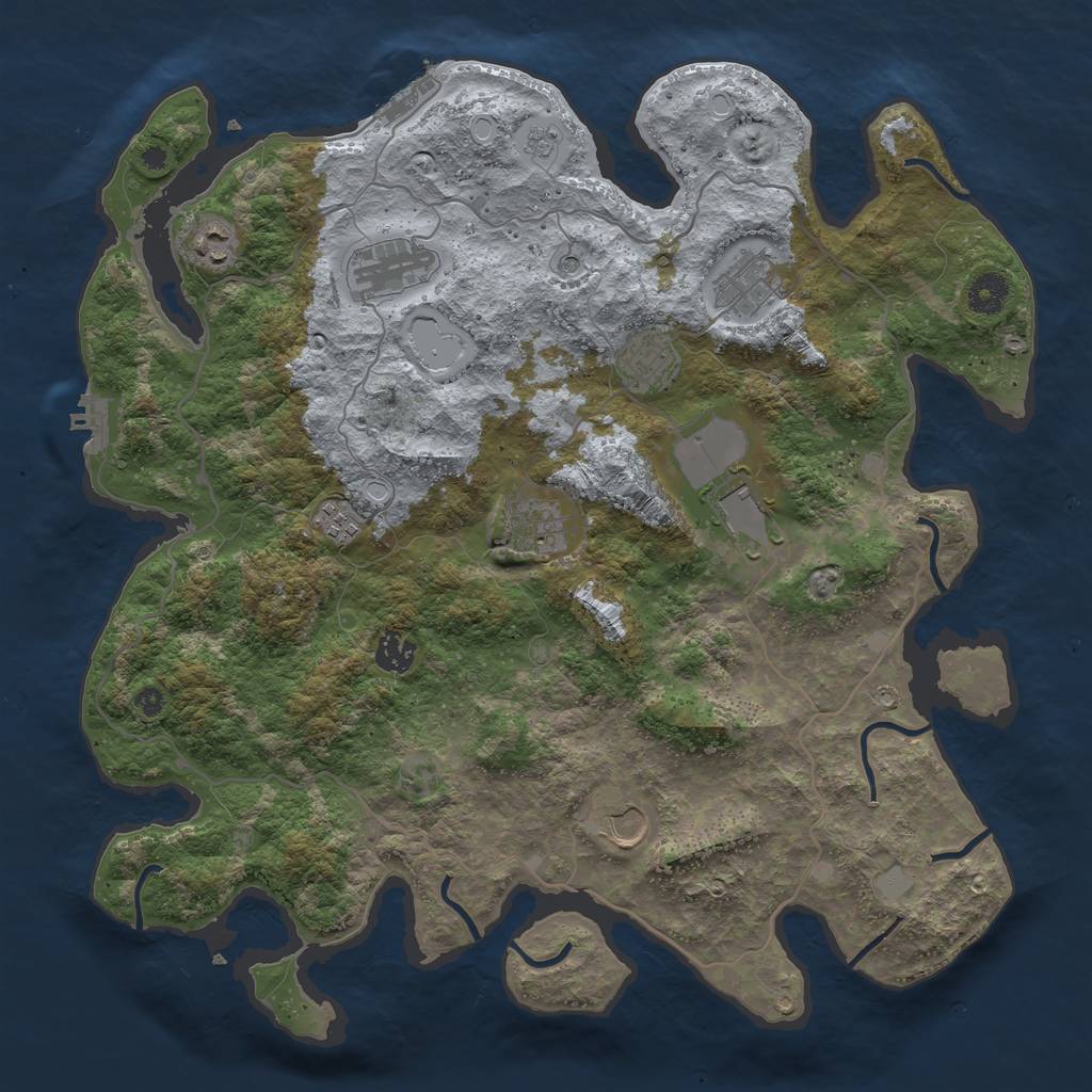 Rust Map: Procedural Map, Size: 4000, Seed: 4893725, 18 Monuments