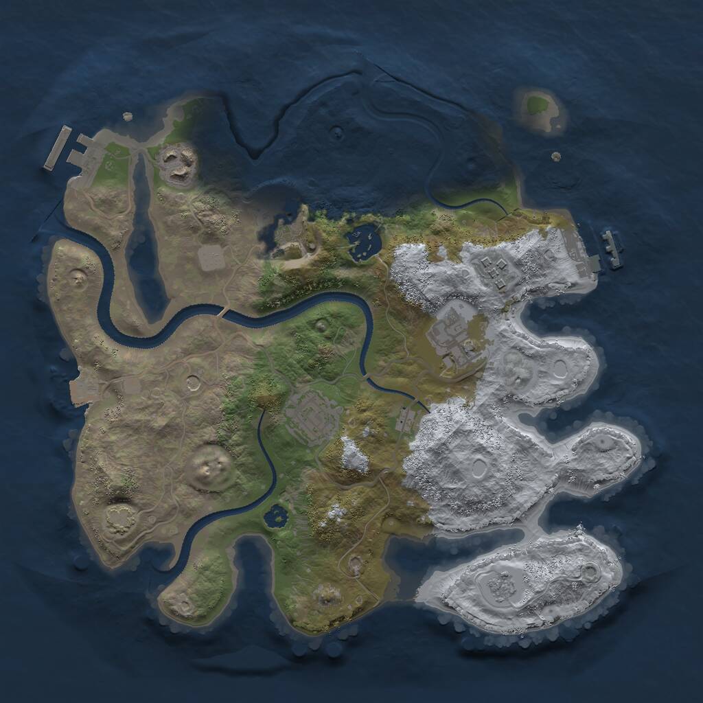 Rust Map: Procedural Map, Size: 3000, Seed: 49892, 12 Monuments