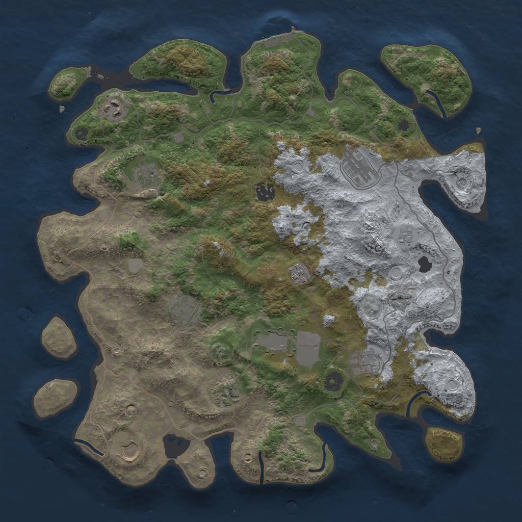 Rust Map: Procedural Map, Size: 4000, Seed: 1429167576, 16 Monuments