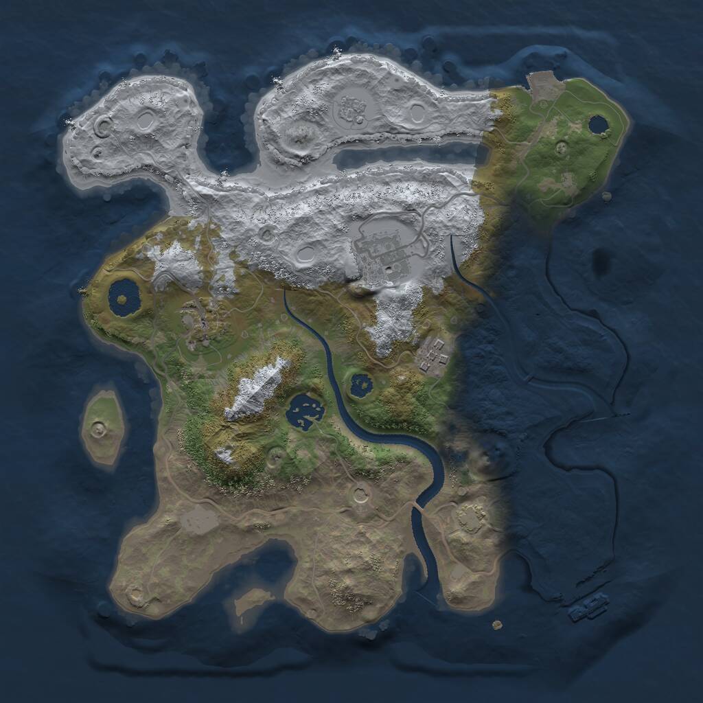 Rust Map: Procedural Map, Size: 3000, Seed: 2144109321, 9 Monuments