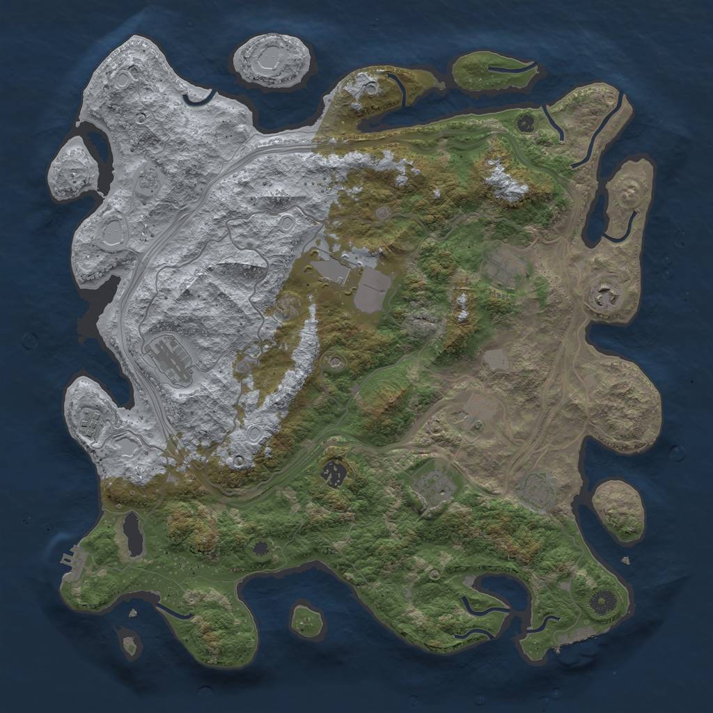 Rust Map: Procedural Map, Size: 4255, Seed: 408138362, 16 Monuments