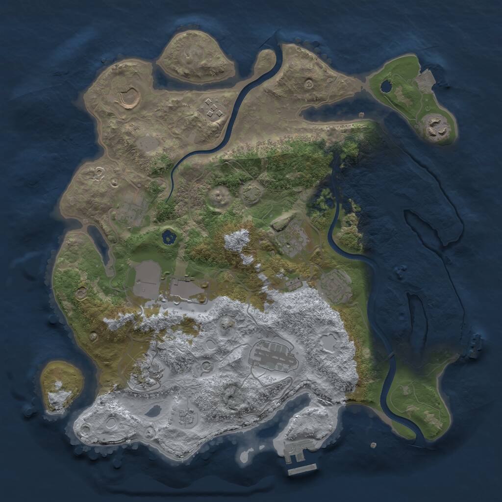 Rust Map: Procedural Map, Size: 3500, Seed: 856068957, 15 Monuments